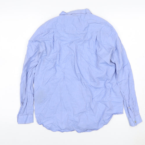 The Kooples Men Blue M Cotton Button-Down Long Sleeve Shirt