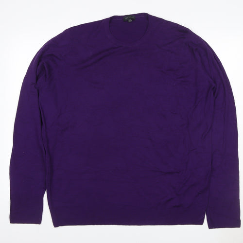 John Smedley Men’s Purple XL Merino Wool Crew Neck Pullover Jumper