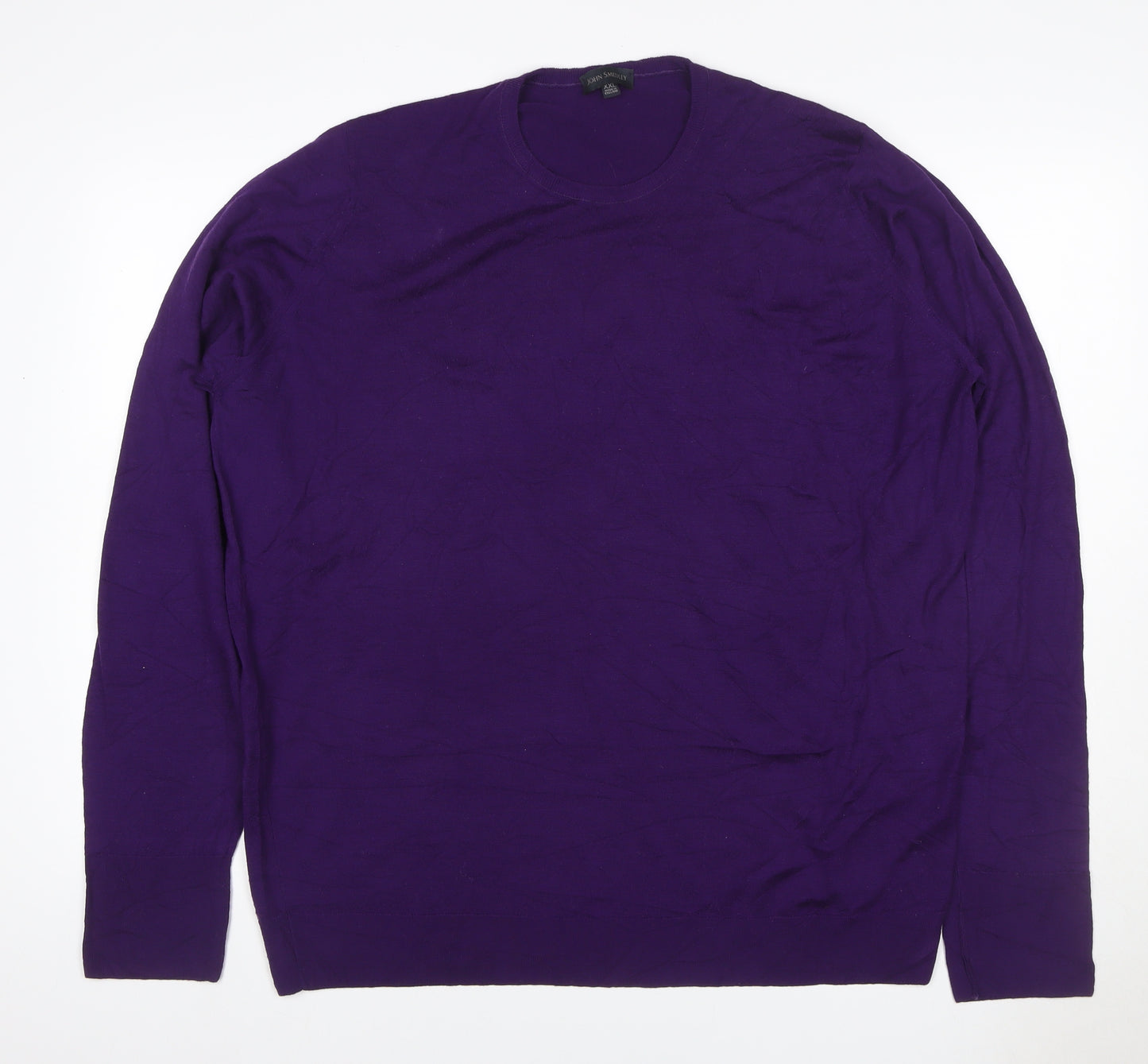 John Smedley Men’s Purple XL Merino Wool Crew Neck Pullover Jumper