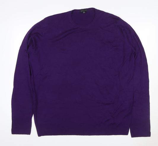 John Smedley Men’s Purple XL Merino Wool Crew Neck Pullover Jumper