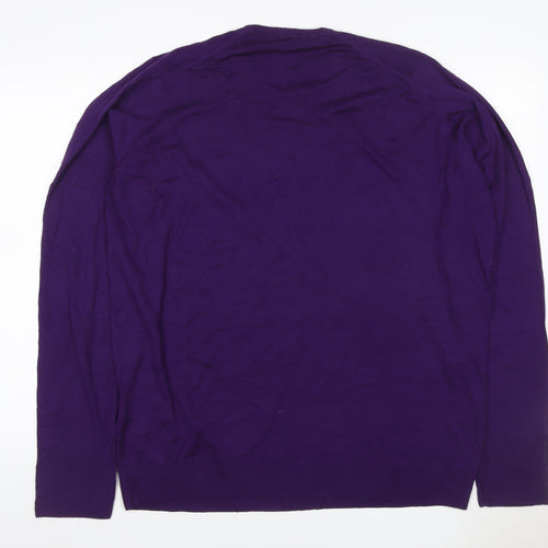 John Smedley Men’s Purple XL Merino Wool Crew Neck Pullover Jumper