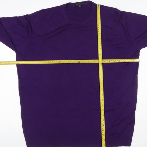 John Smedley Men’s Purple XL Merino Wool Crew Neck Pullover Jumper