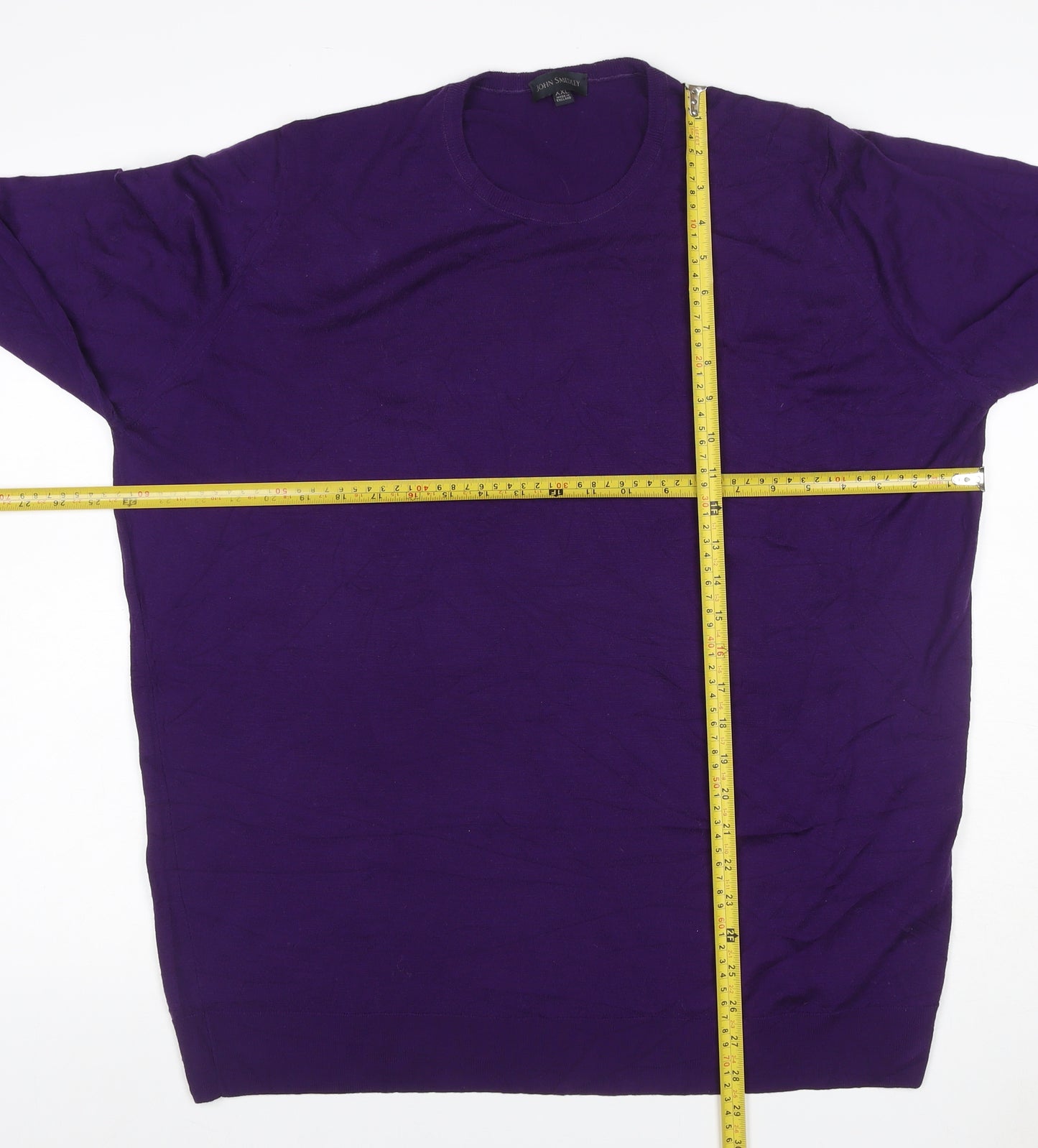 John Smedley Men’s Purple XL Merino Wool Crew Neck Pullover Jumper