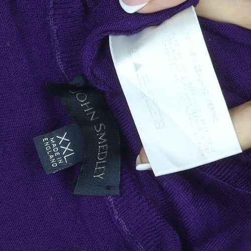 John Smedley Men’s Purple XL Merino Wool Crew Neck Pullover Jumper