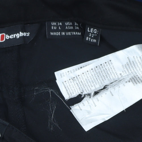 Berghaus Unisex Black 34 32in Straight Stretch Walking Trousers NWT