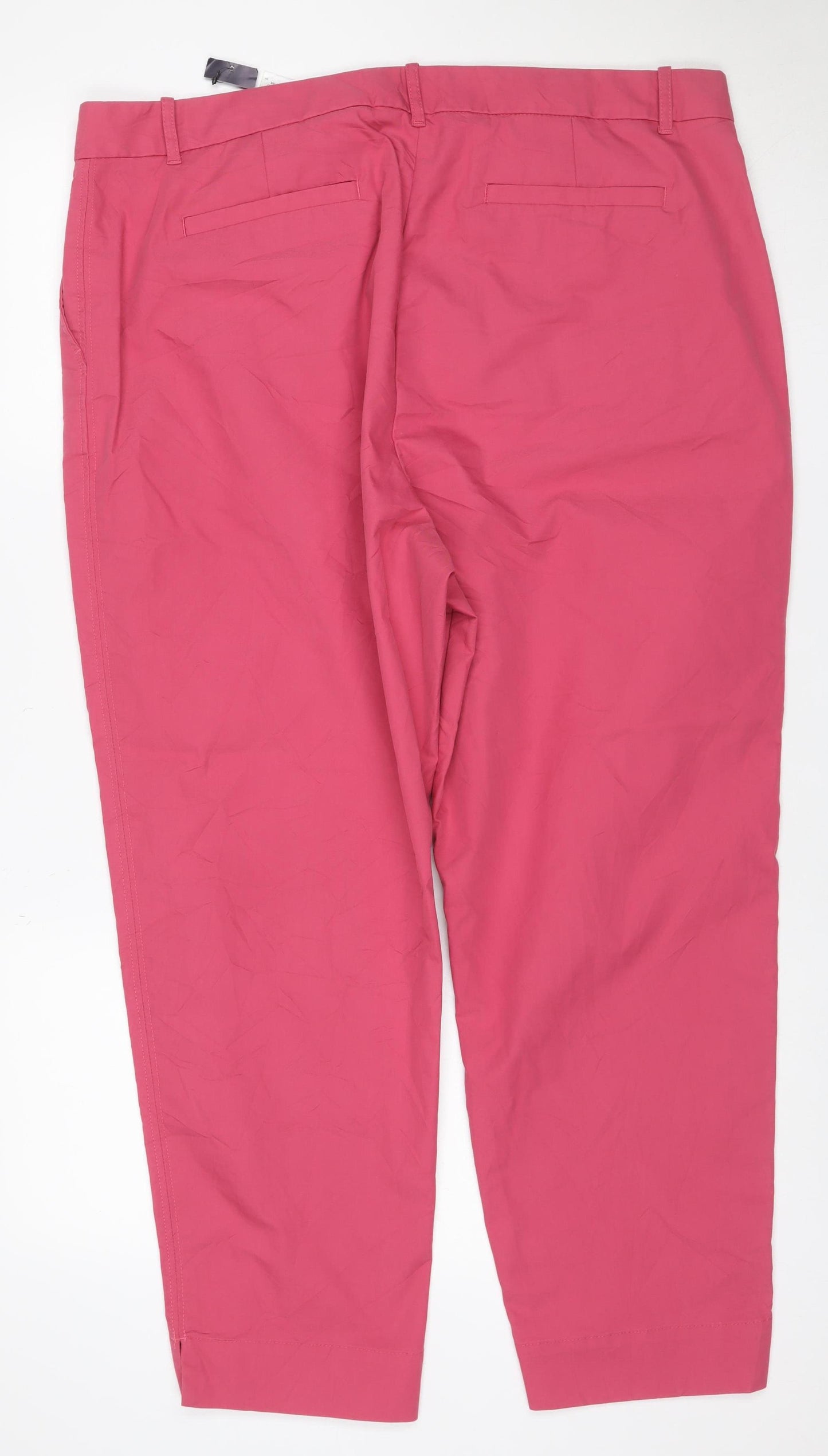 Marks & Spencer Women Pink Size 20 Cotton Blend Straight Trousers