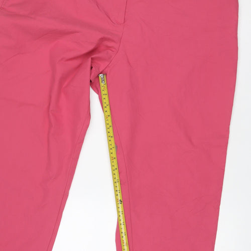 Marks & Spencer Women Pink Size 20 Cotton Blend Straight Trousers