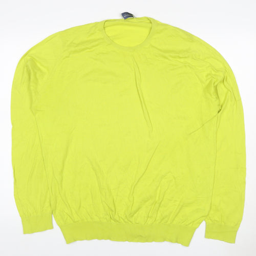 John Smedley Men’s Yellow 2XL Sea Island Cotton Crew Neck Pullover Jumper