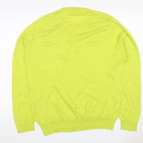 John Smedley Men’s Yellow 2XL Sea Island Cotton Crew Neck Pullover Jumper