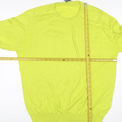 John Smedley Men’s Yellow 2XL Sea Island Cotton Crew Neck Pullover Jumper