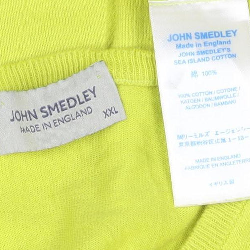 John Smedley Men’s Yellow 2XL Sea Island Cotton Crew Neck Pullover Jumper