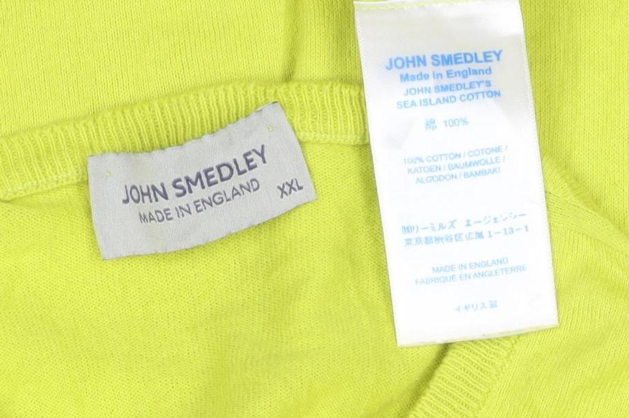 John Smedley Men’s Yellow 2XL Sea Island Cotton Crew Neck Pullover Jumper