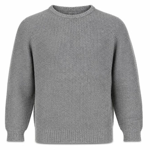 Marks and Spencer Men's Grey L Pure Cotton Rib Knit Crew Neck Jumper
