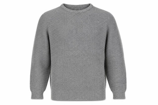 Marks and Spencer Men's Grey L Pure Cotton Rib Knit Crew Neck Jumper