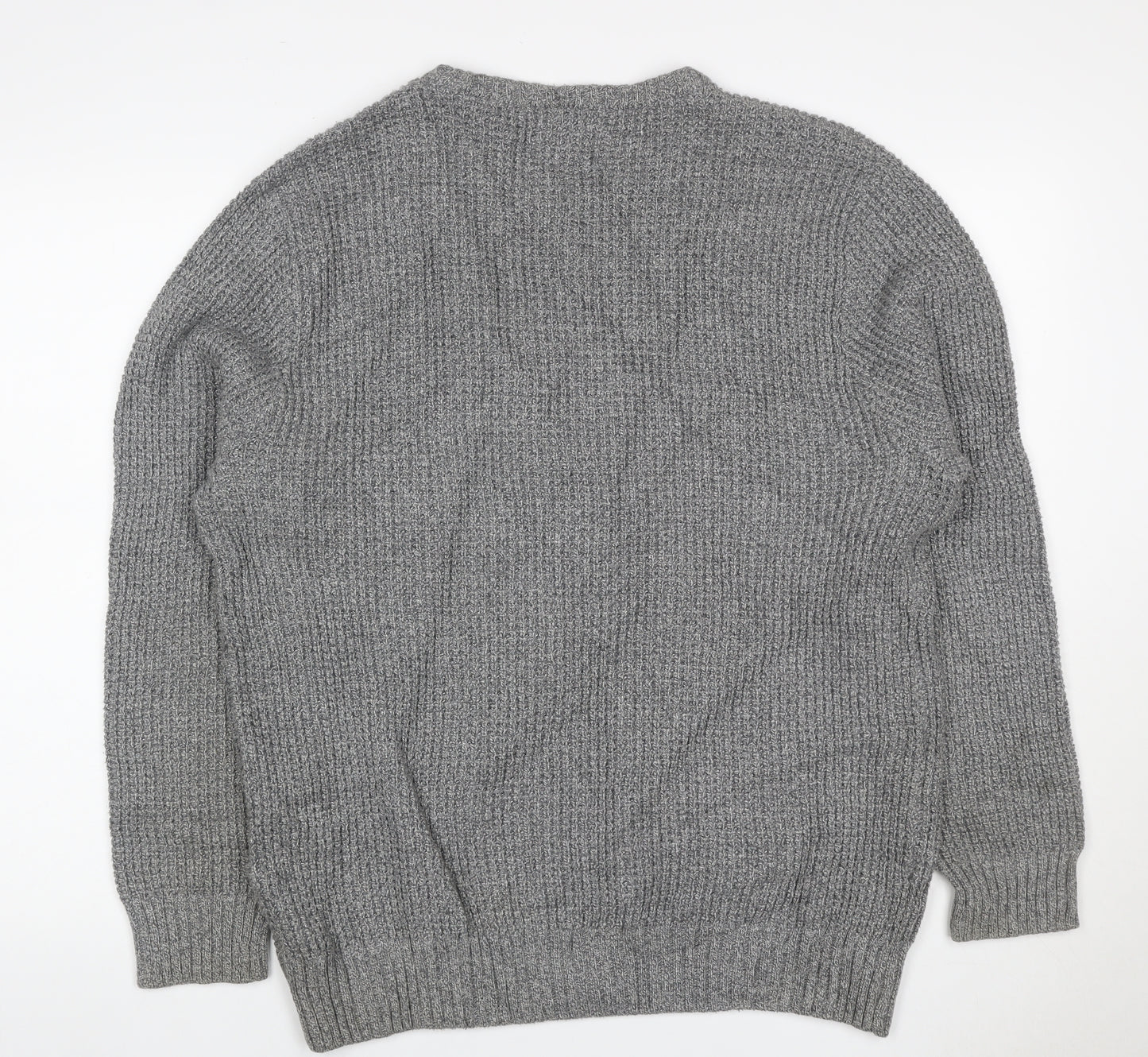 Marks and Spencer Men's Grey L Pure Cotton Rib Knit Crew Neck Jumper