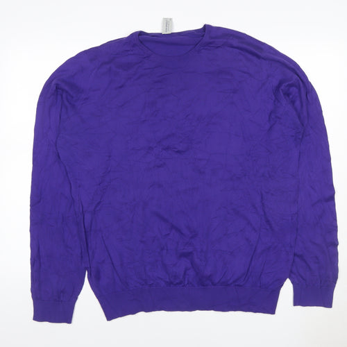 John Smedley Men Purple XXL Sea Island Cotton Crew Neck Pullover Jumper