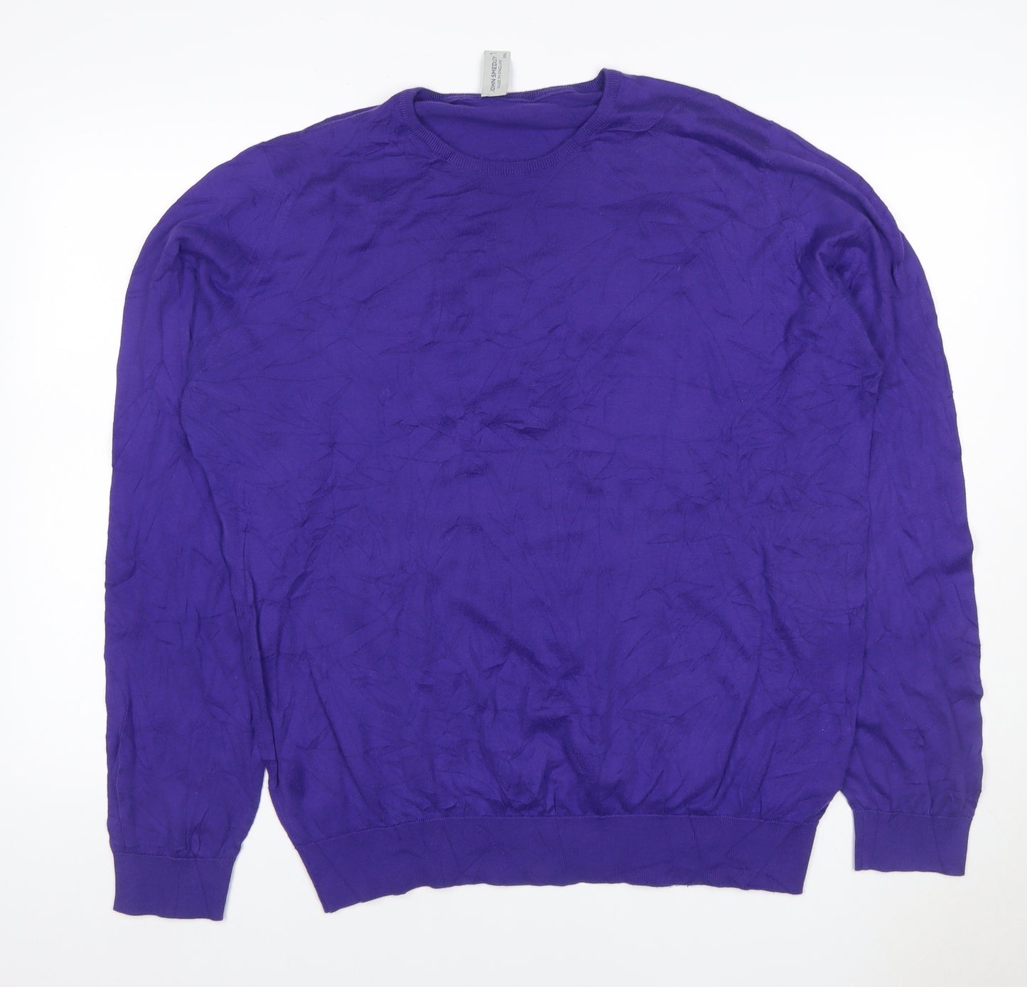 John Smedley Men Purple XXL Sea Island Cotton Crew Neck Pullover Jumper