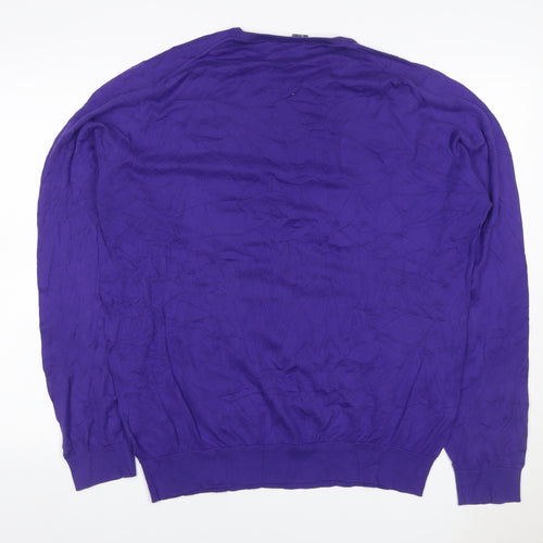 John Smedley Men Purple XXL Sea Island Cotton Crew Neck Pullover Jumper