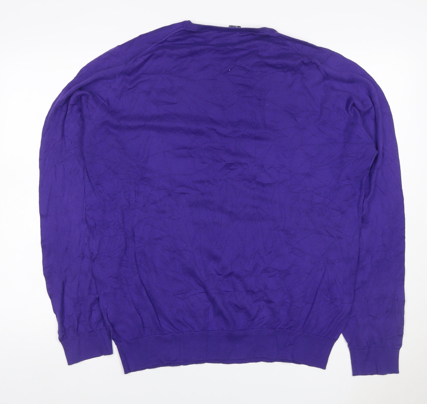John Smedley Men Purple XXL Sea Island Cotton Crew Neck Pullover Jumper