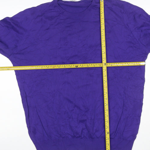 John Smedley Men Purple XXL Sea Island Cotton Crew Neck Pullover Jumper