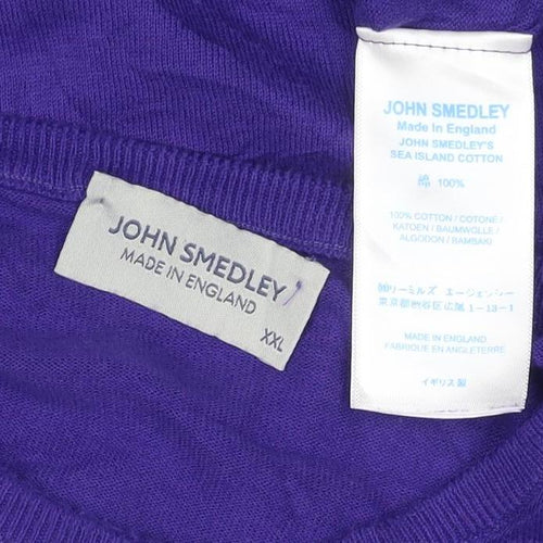 John Smedley Men Purple XXL Sea Island Cotton Crew Neck Pullover Jumper