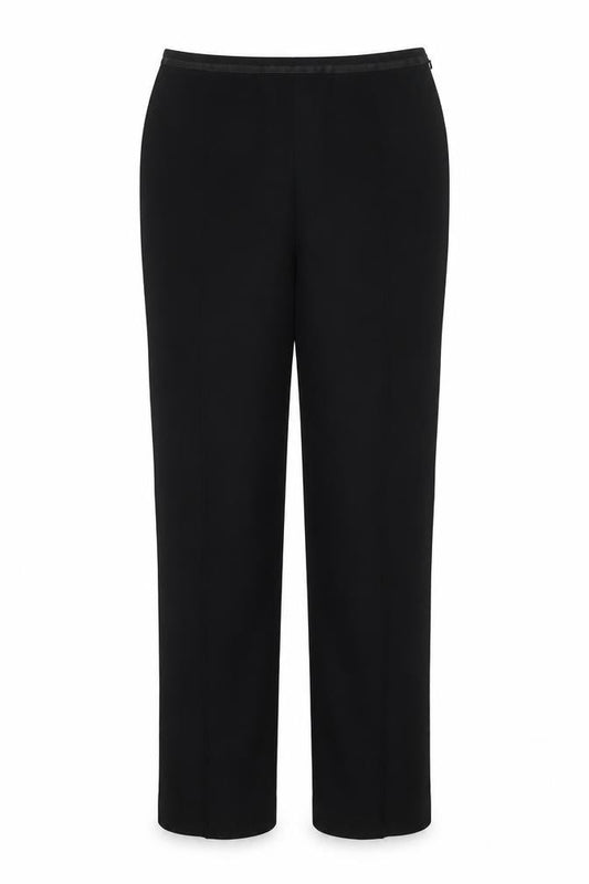 Marks and Spencer Women Black UK 12 Long Wide-Leg Stretch Trousers