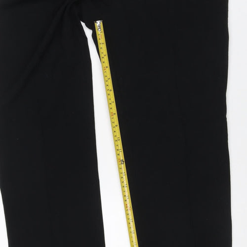 Marks and Spencer Women Black UK 12 Long Wide-Leg Stretch Trousers