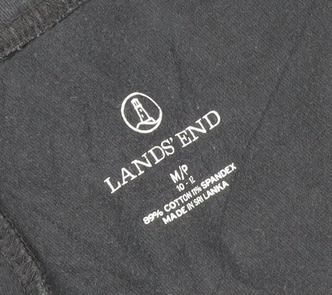 Land's End Women Black 10-12 Petite Bootcut Stretch Leggings