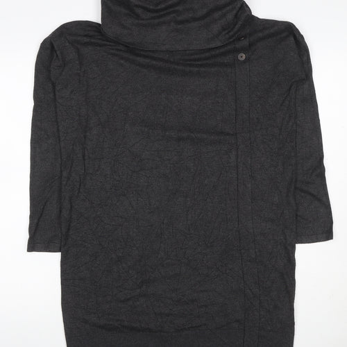 Phase Eight Women’s Grey Cowl Neck Button Tunic Jumper Size 14