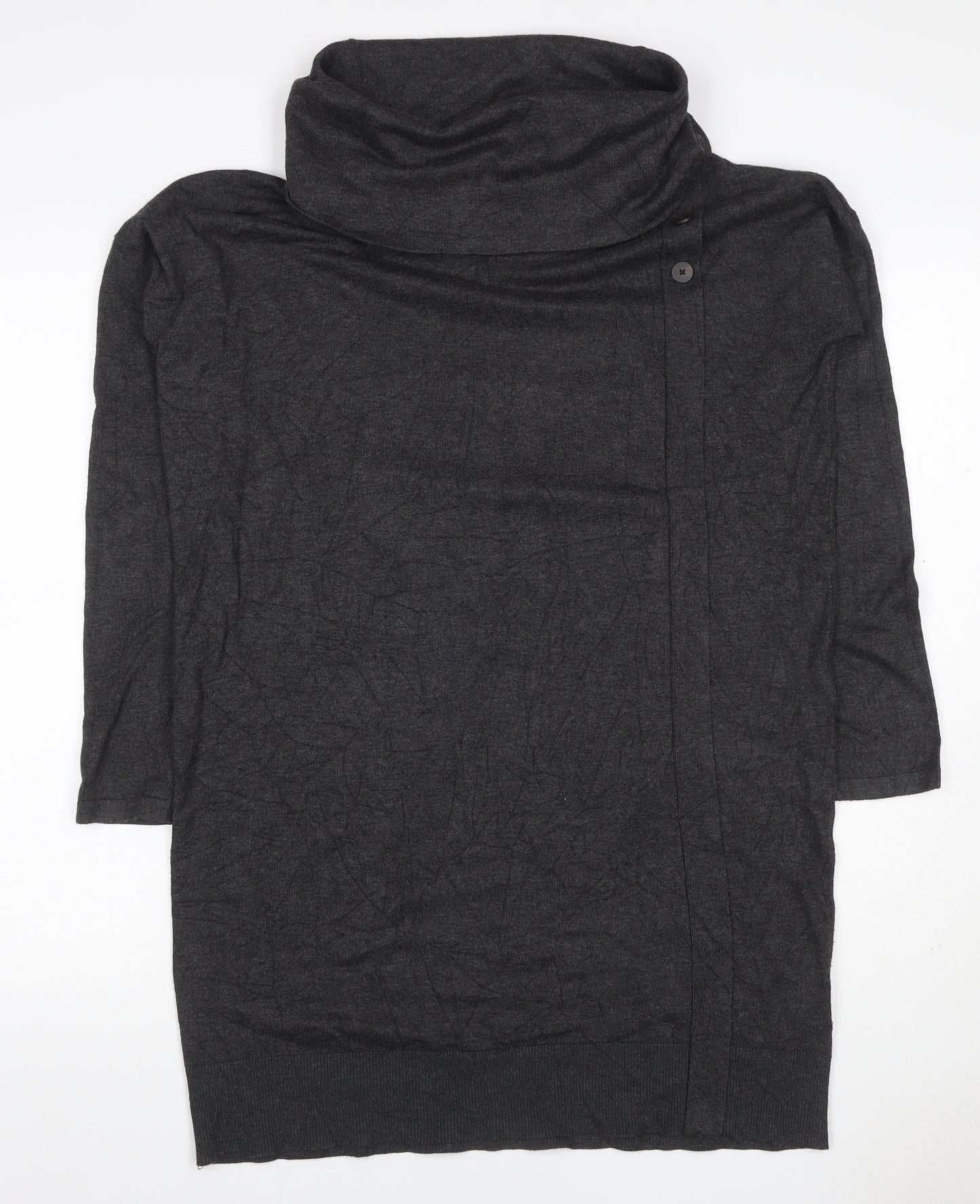 Phase Eight Women’s Grey Cowl Neck Button Tunic Jumper Size 14