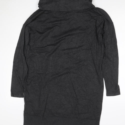 Phase Eight Women’s Grey Cowl Neck Button Tunic Jumper Size 14