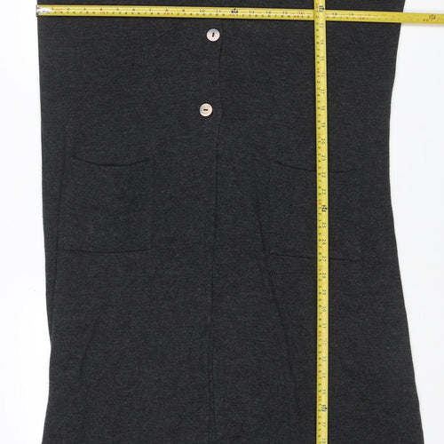 Marks & Spencer Women Grey UK 20 Long V-Neck Wool Blend Cardigan