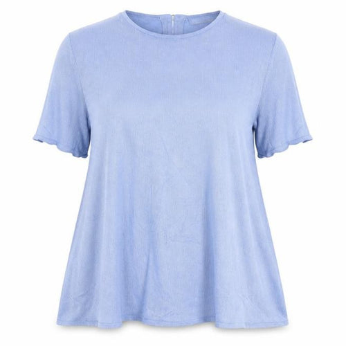 M&S Per Una Women Blue UK 14 Modal Knit Short Sleeve Zip Top