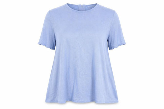M&S Per Una Women Blue UK 14 Modal Knit Short Sleeve Zip Top