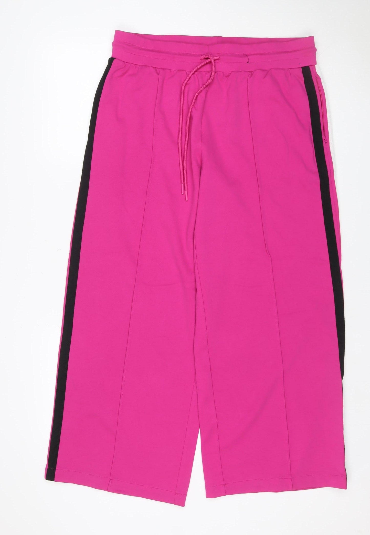 M&S Women’s Pink UK 16 Short Jogger Trousers Side Stripe Stretch