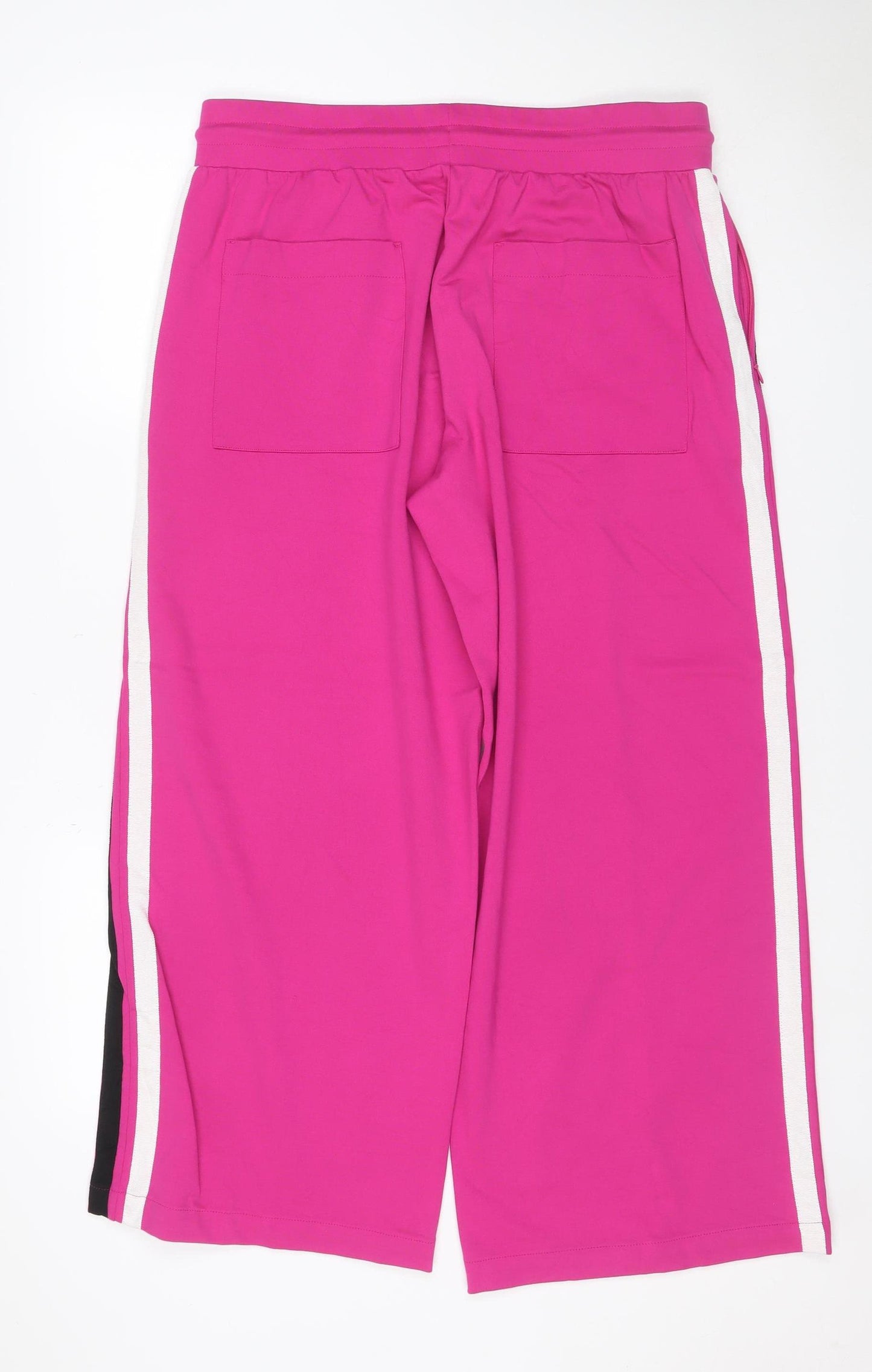 M&S Women’s Pink UK 16 Short Jogger Trousers Side Stripe Stretch