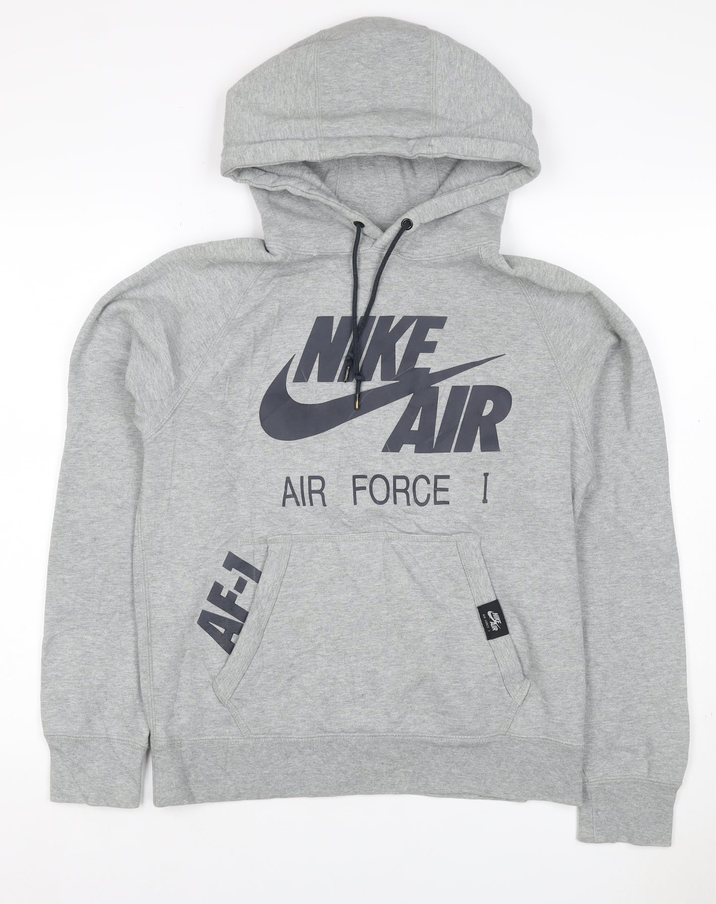 Nike Air Force 1 Unisex Kids Grey Pullover Hoodie S Logo