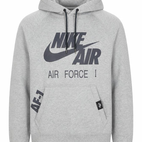 Nike Air Force 1 Unisex Kids Grey Pullover Hoodie S Logo