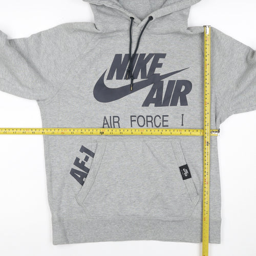 Nike Air Force 1 Unisex Kids Grey Pullover Hoodie S Logo
