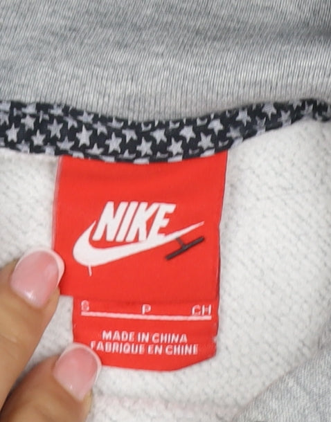 Nike Air Force 1 Unisex Kids Grey Pullover Hoodie S Logo