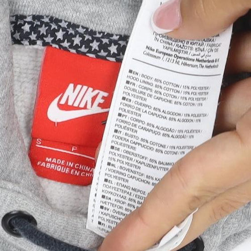 Nike Air Force 1 Unisex Kids Grey Pullover Hoodie S Logo