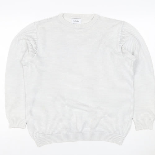 Pull&Bear Men’s White M Crew Neck Cotton Blend Knit Pullover Jumper