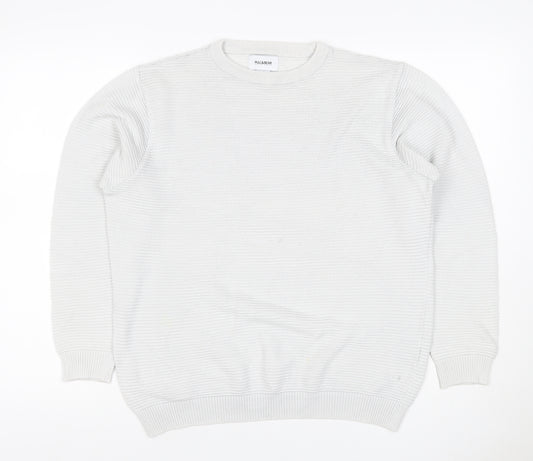 Pull&Bear Men’s White M Crew Neck Cotton Blend Knit Pullover Jumper