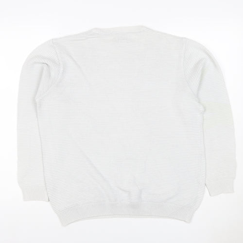 Pull&Bear Men’s White M Crew Neck Cotton Blend Knit Pullover Jumper