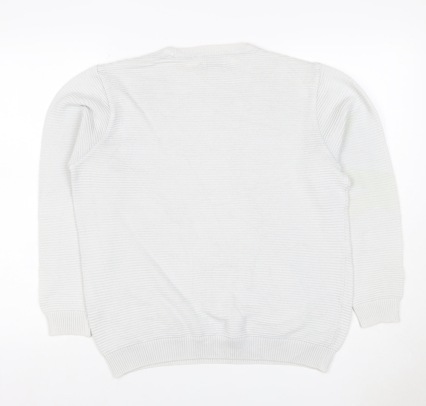 Pull&Bear Men’s White M Crew Neck Cotton Blend Knit Pullover Jumper