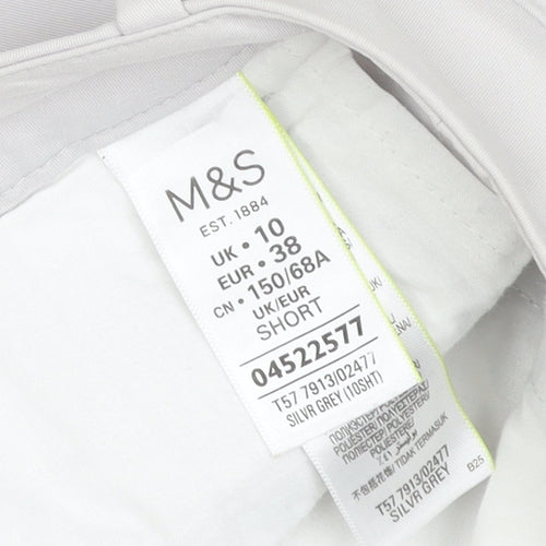 M&S Women’s Grey UK 10 Short Straight Leg Cotton Blend Trousers