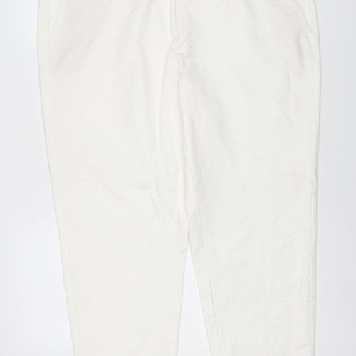 Marks & Spencer Women’s White UK 20 Regular Straight Cotton Trousers