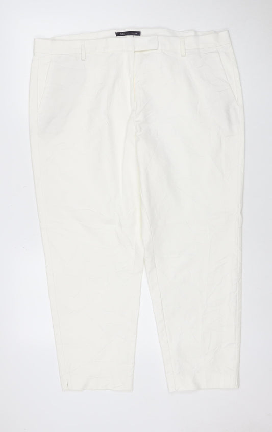 Marks & Spencer Women’s White UK 20 Regular Straight Cotton Trousers
