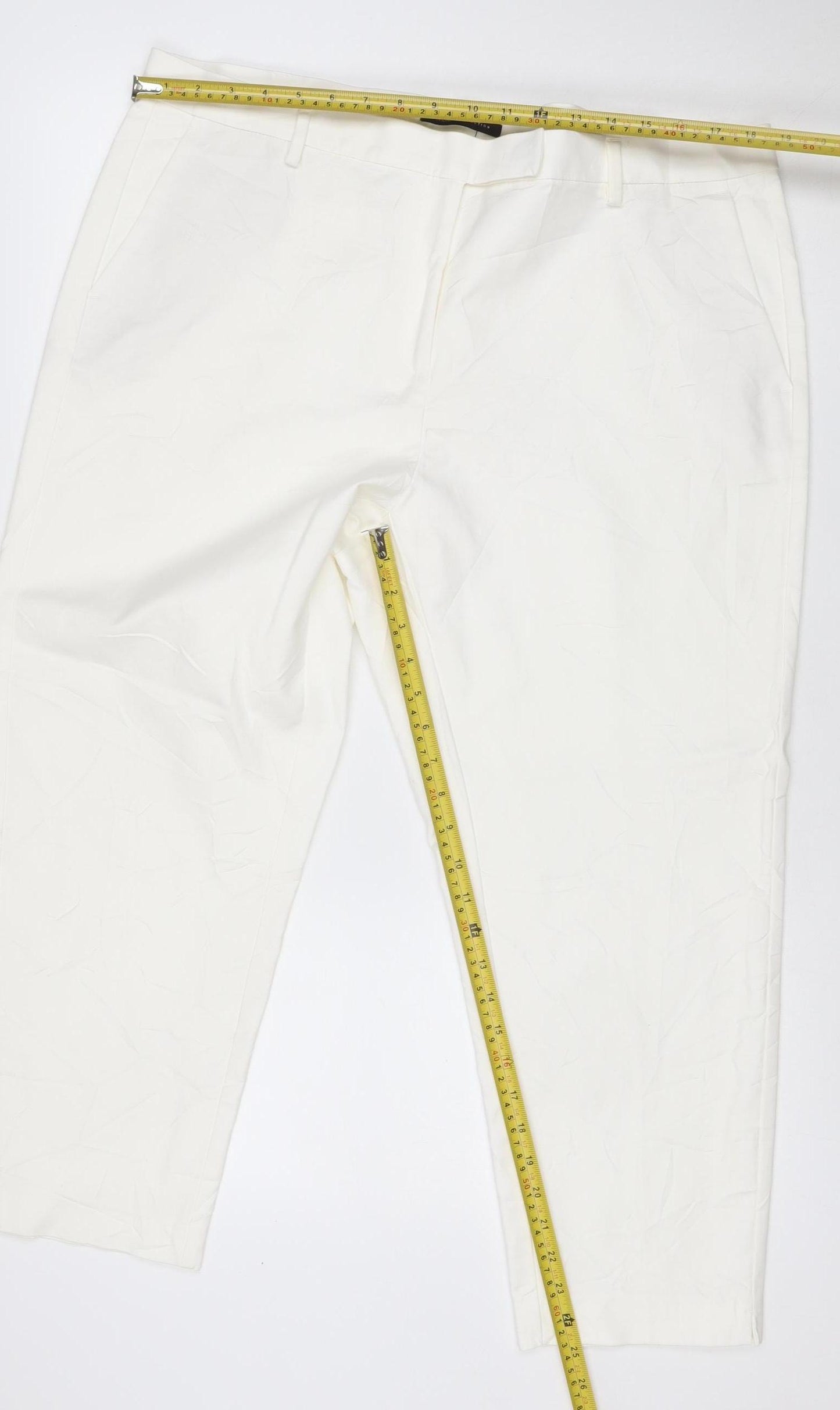 Marks & Spencer Women’s White UK 20 Regular Straight Cotton Trousers