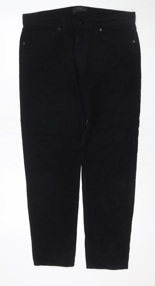 Marks & Spencer Men's Black 34/31 Slim Fit Cotton Trousers